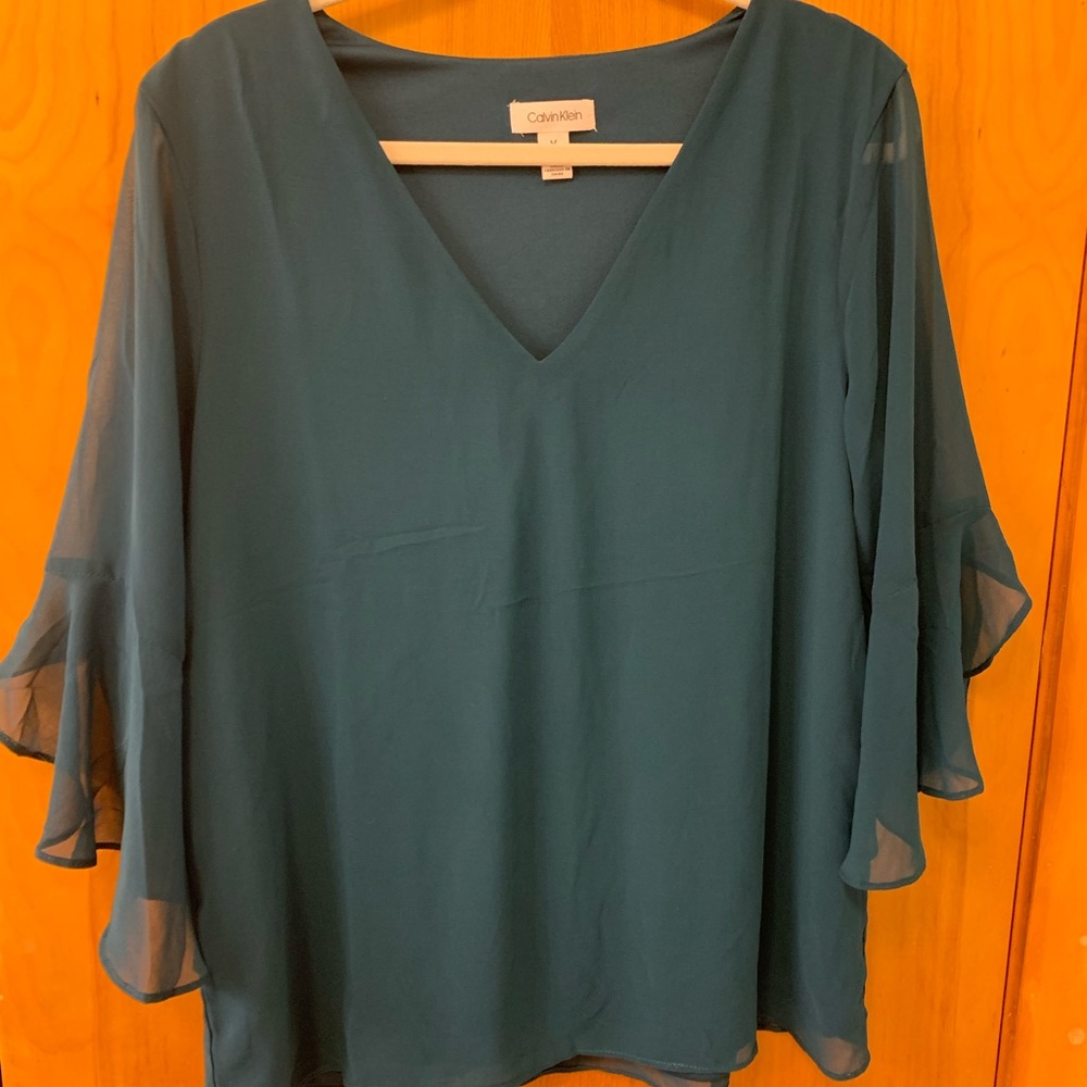 Teal Calvin Klein Chiffon Blouse